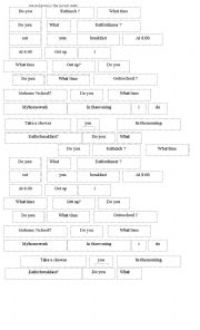 English Worksheet: SIMPLE PRESET - Sentence Order