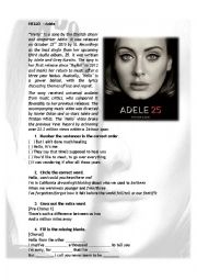 English Worksheet: Hello-Adele