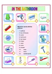 English Worksheet: IN THE BATHROOM