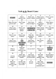 English Worksheet: Verb to be Board Game