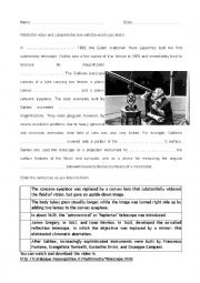 English Worksheet: Exercises from a video about the telescope