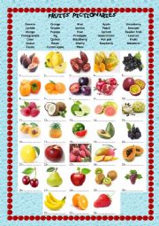 English Worksheet: Pictionaries Fruit