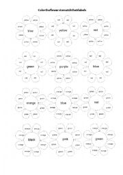 English Worksheet: color the flowers