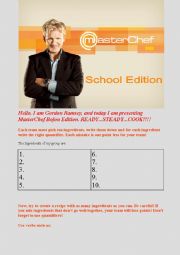 Food, Countable and Uncountable, Recipes: Masterchef School Edition