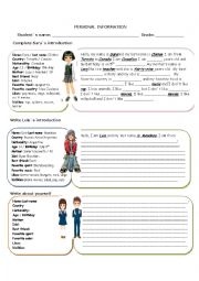 English Worksheet: personal information 