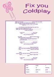 English Worksheet: Fix you - Coldplay