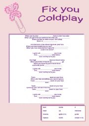 English Worksheet: Fix you - Coldplay
