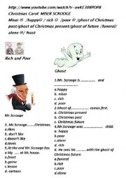 English Worksheet: Christmas Carol cartoon activity