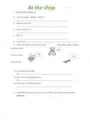 English Worksheet: at the shop