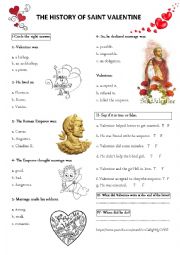 English Worksheet: the history of Saint Valentine