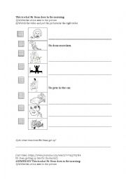 English Worksheet: This is what Mr Bean does in the morning