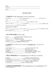 English Worksheet: EXERCISE REVIEW VERBS