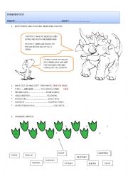 English Worksheet: Dinosaurs test