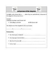 English Worksheet: 3rd person of the singular help box
