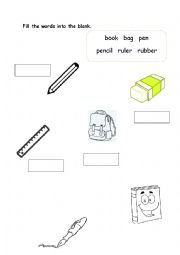 English Worksheet: stationery