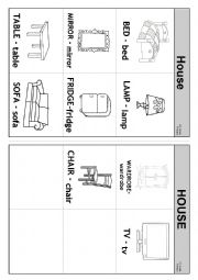 English Worksheet: Objects in a house Flashcards