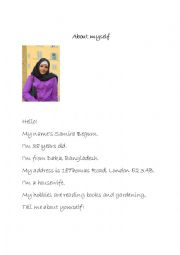 English Worksheet: About myself