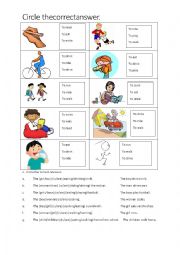 English Worksheet: Action verbs..circle the correct answer