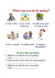 English Worksheet: What can you do in spring?