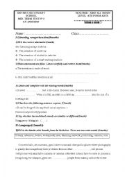 English Worksheet: Mid term tes n2 4th form