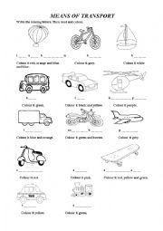 English Worksheet: Means of transport b&w