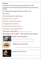 English Worksheet: Elephant Poem