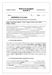 English Worksheet: mid-term test2 3rd form arts