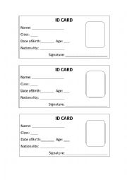 English Worksheet: Simple ID CARD