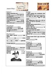 English Worksheet: I wont give up - Jason mraz