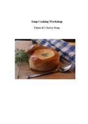 English Worksheet: Potato and Chorizo Soup - a cooking verbs gap fill