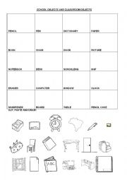 English Worksheet: SCHOOL OBJECTS AND CLASSROOM OBJECTS
