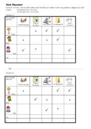 English Worksheet: Work Placement Pairwork Activity