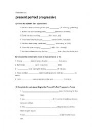 English Worksheet: Present perfect Progressive