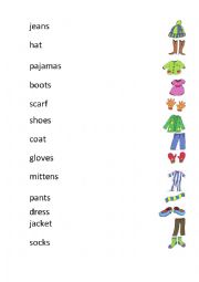 English Worksheet: Clothes - Match worksheet