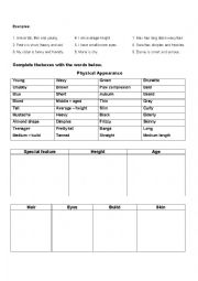 English Worksheet: Practice about physical appearance vocabulary