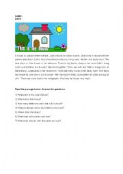 English Worksheet: MY HOUSE