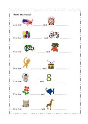 English Worksheet: alphabet words