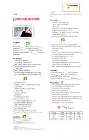 English Worksheet: This is a listening activity JUSTIN BIEBER for my basic students (KEY INCLUDED). My ss love  this song  (LOVE YOURSELF) Hope you like it. XOXO