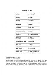 Adjectives - opposites, memory game 1.