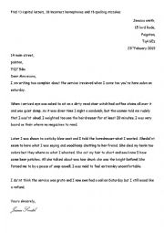 English Worksheet: Homophone, capital and spelling mistake letter