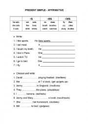 English Worksheet: Present simple - affirmative