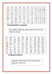 English Worksheet: Communication & Cooking Crossword Puzzle