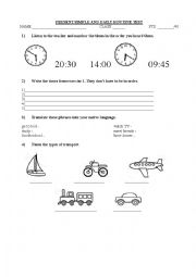 English Worksheet: Daily Routine Test