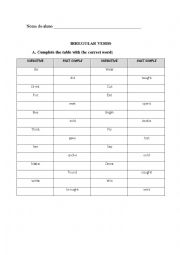 English Worksheet: Past Simple- Irregular verbs