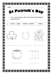 English Worksheet: St Patricks Day activities
