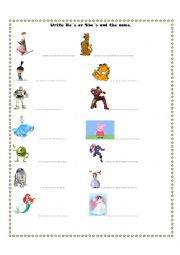 English Worksheet: Hes...Shes...