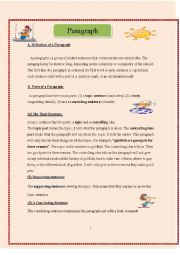 Paragraph structure (Definitions and exercises)