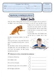 English Worksheet: Written test on the present simple / personal identification