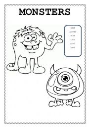English Worksheet: Body Parts Monsters