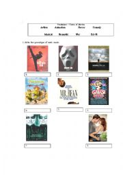 English Worksheet: Movie Genres and Role Play work sheet 